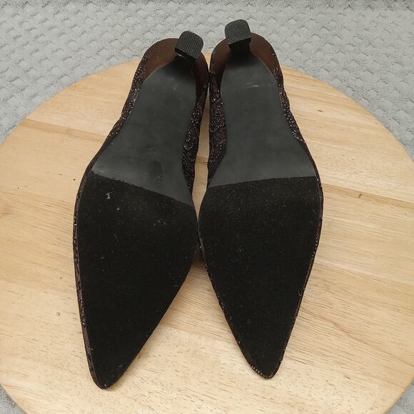 Vintage EY Couture Pump Heels 7.5M Brown Lace - Picture 6 of 8